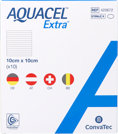 Aquacel Extra Verb Hydrofiber+versterk. 10x10cm 10 3