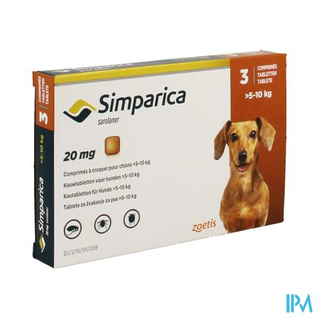 Simparica 20mg Hond 5-10kg Kauwtabl 3