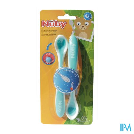 Nûby Warmtegevoelige lepel met zachte rand - 2stk – 3m+