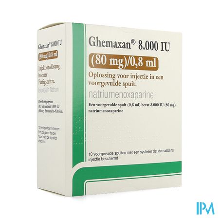 Ghemaxan 8.000ie 80mg/0,8ml Voorg.sp. 10+nldbesc