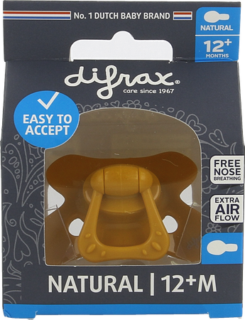 Difrax Fopspeen Natural 12m+ Uni/pure Oran./pumpk. 1
