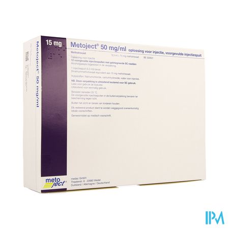 Metoject 50mg/ml Opl Inj Voorg Sp 15,0mg/0,30ml 12