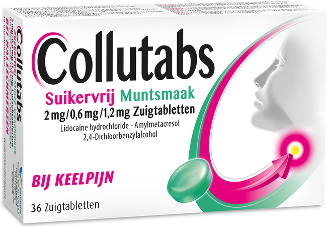 Collutabs Suikervrij Munt 2mg/0,6mg/1,5mg Past. 36 2