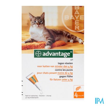 Advantage 40 Katten <4kg 4x0,4ml 3