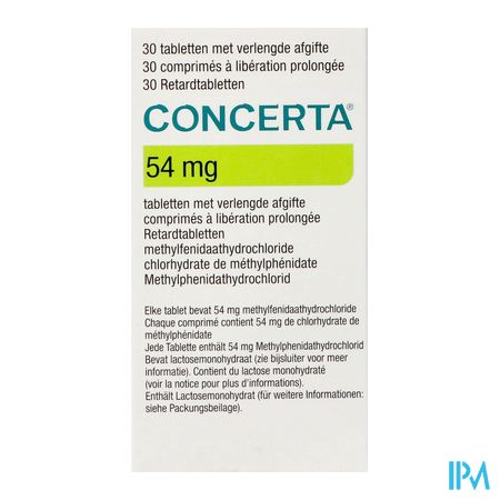 Concerta 54mg Pi Pharma Comp Prol 30 X 54mg 1