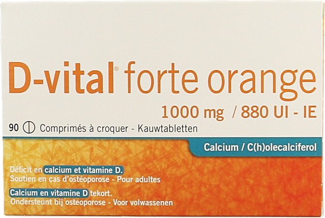 D-vital Forte Sinaas 1000mg/880ie Kauwtabl 90 1