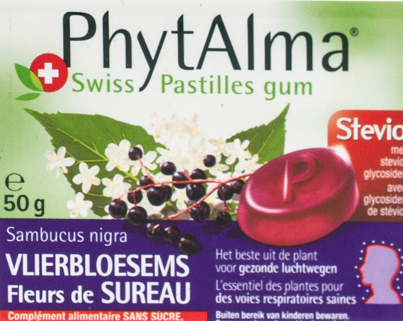 Phytalma Gompastilles Vlierbloesem + Stevia 50g 1