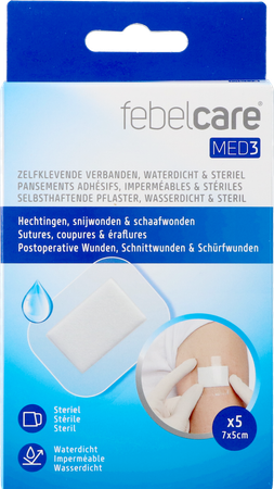 Febelcare Med3 Verb.zelfkl Ster.wtp 7x5cm 5 2