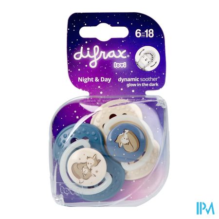 Difrax Dynamic Fopspeen Day&night Assorti 6-18m 2 1