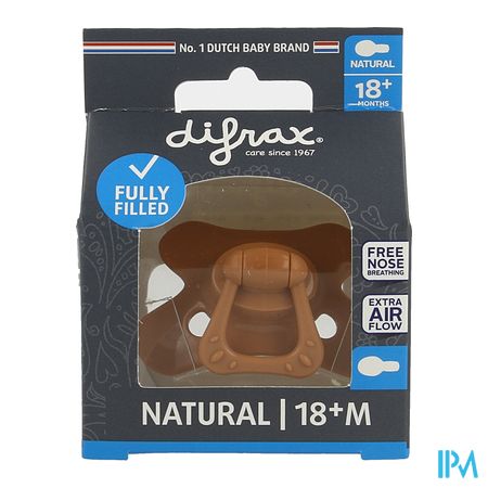 Difrax Fopspeen Natural 18m+ Uni/pure Bruin/brick 1