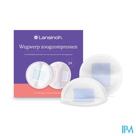 Lansinoh Wegwerpb.borstkompressen Blue Lock Core24 3