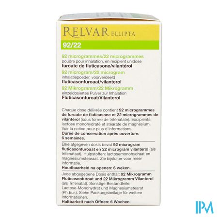 Relvar Ellipta 92/22mcg Pdr Inhal 1x30dose Pip 4