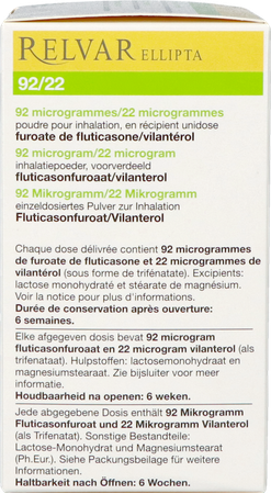 Relvar Ellipta 92/22mcg Pdr Inhal 1x30dose Pip 4