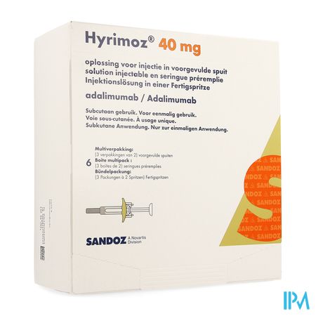 Hyrimoz 40mg Opl Inj 50mg/ml Voorgev. Spuit 6