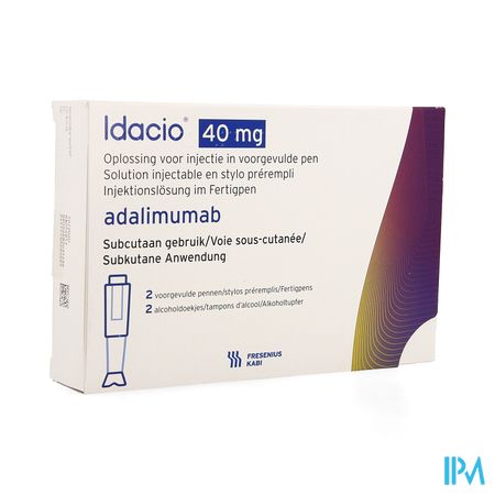 Idacio 40mg 2 Stylos Préremplis/2 Voorgevulde Pennen 0,8ml (50mg/ml)