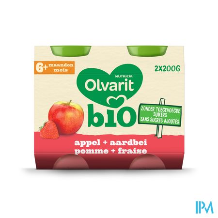 Olvarit Bio Pomme Fraise 6m 2x200g