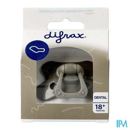 Difrax Fopspeen Dental +18m Uni/pure Grijs/clay 1