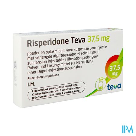 Risperidone Teva 37.5 mg inj. susp. verl. afgifte (pdr. + oplosm.) i.m. flac. + voorgev. spuit 37.5 mg + 2 ml