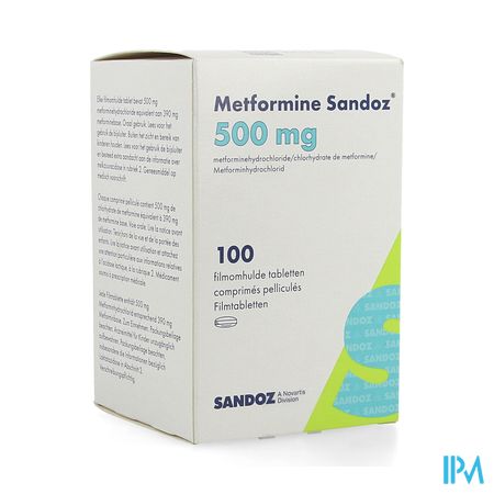 Metformine Sandoz 500mg Filmomh Tabl Pot100x500mg