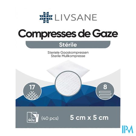 Livsane Steriele Kompressen 8pl 5x5cm 40 1