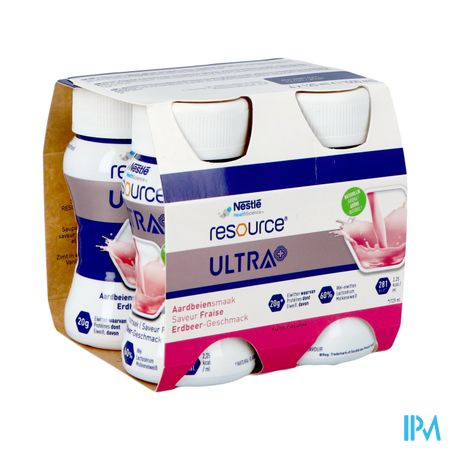 Resource Ultra+ Aardbeiensmaak 4x125ml