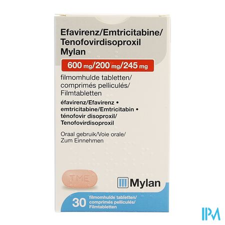 Efavirenz/emtric./tenofovir.mylan 600/200/245mg 30 1