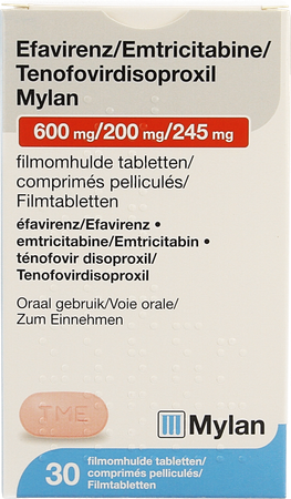 Efavirenz/emtric./tenofovir.mylan 600/200/245mg 30 1