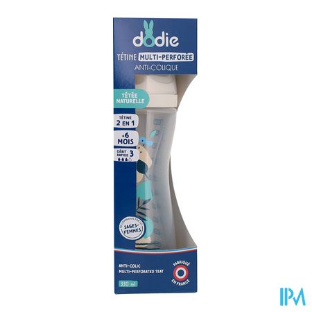 Dodie Zuigfles A/colic Speen&ring Blauw +6m 150ml 1