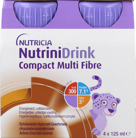 NutriniDrink Compact Multi Fibre Arôme Chocolat-Caramel Bouteilles 4x125ml 1