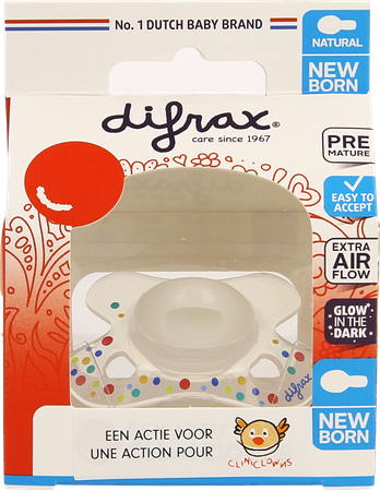Difrax Fopspeen Natural Newborn Cliniclowns 1