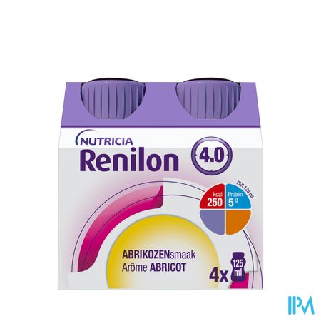 Renilon 4.0 Drankje Aroma Abrikoos Flessen 4x125ml