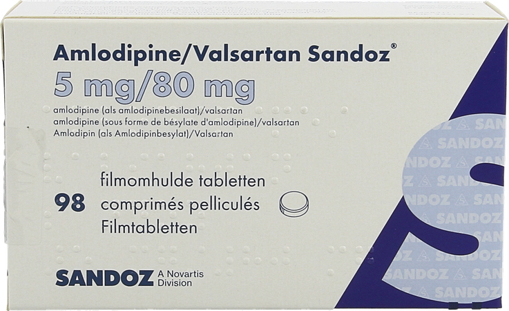 Amlodipine Valsartan Sandoz 5mg/ 80mg Comp 98 2