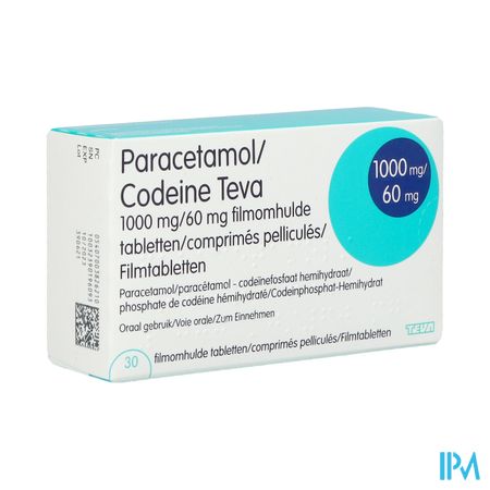 Paracetamol Codeine Teva 1000mg/60mg Film.tabl 30