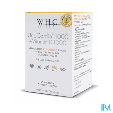 Unocardio 1000 + Vit D 1000 Softgels 60