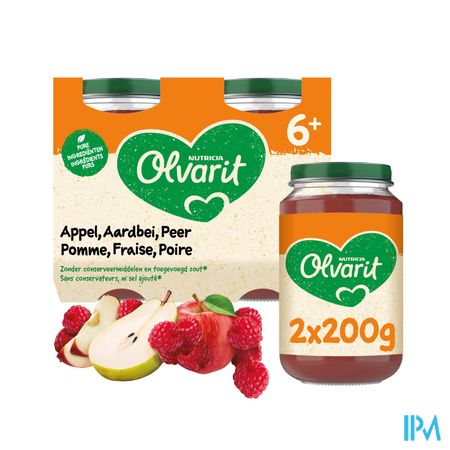 Olvarit Fruit Appel Aardbei 2x200g 6m61