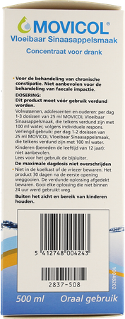 Movicol Vloeibaar Sinaasappelsm Conc Drank 500ml 4