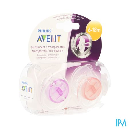 Philips Avent Sucette Transparent Silicone +6m 2 SCF170/22