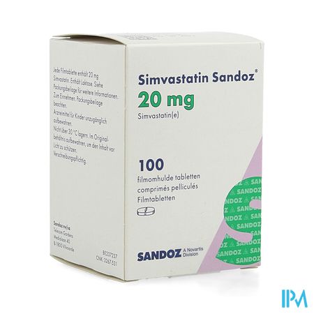 Simvastatin Sandoz 20mg Filmomh Tabl 100 Flacon