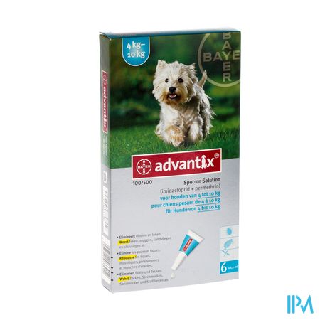 Advantix 100/ 500 Chiens 4<10kg Fl 6x1,0ml 1