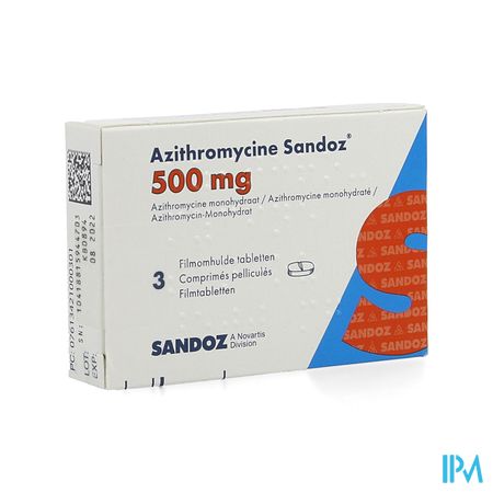 Azithromycine 500mg Sandoz Comp Pell 3x500 mg