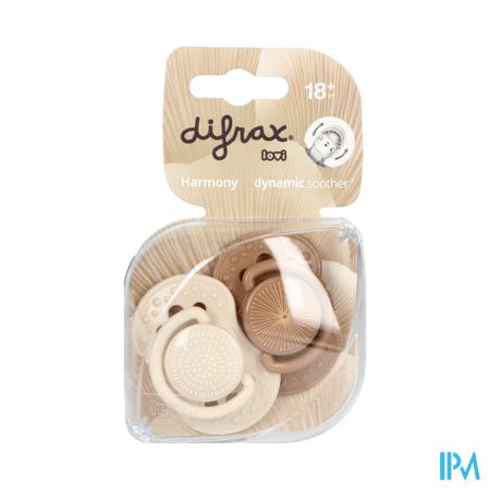 Difrax Sucette Dynam.harmony Creme&l.brown 18m+ 2 1