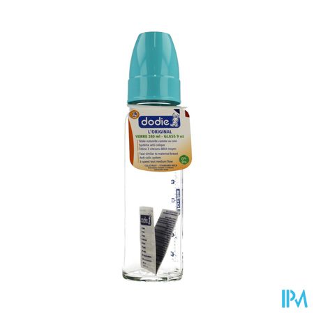 Dodie Zuigfles Glas Blue Lagoon 2lft 240ml