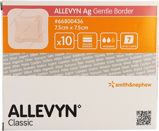 Allevyn Ag Verband Klevend Silic. 7,5x7,5cm 10 1