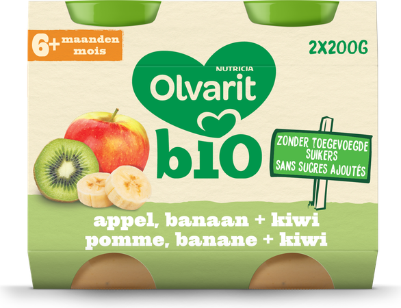 Olvarit Bio Appel Banaan Kiwi 6m 2x200g 1