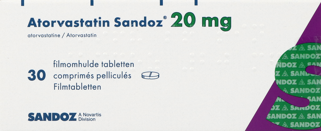 Atorvastatin 20mg Sandoz Comp Pell 30 Alu/alu 1