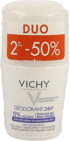 Vichy Deo React. H Z/alu Zout Roller 24u Duo2x50ml 1