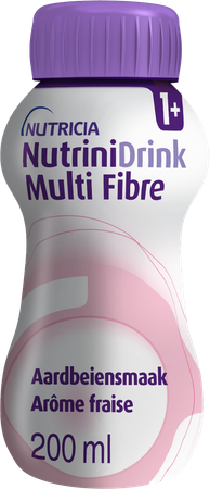 NutriniDrink Multi Fibre Aardbeiensmaak Flesje 200ml 1