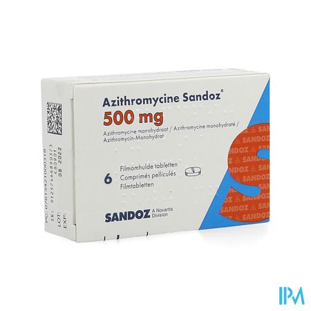 Azithromycine 500mg Sandoz Tabl Omhulde 6x500 mg