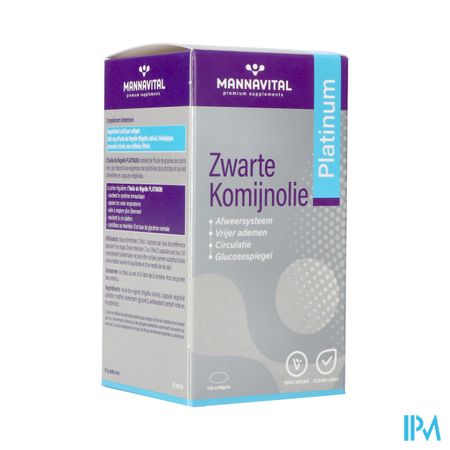 Mannavital Zwarte Komijnolie Platinum Softgels 120