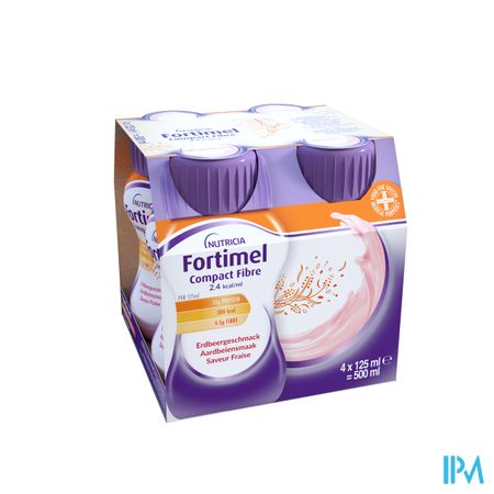 Fortimel Compact Fiber 2.4kcal Aardbei 4x125ml 3